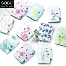Kobiety skórzany futerał na karty etui na karty kredytowe Student Cute Cartoon identyfikatory portfel paszport wizytownik na karty biznesowe Book Protector H84