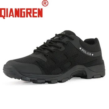 

QIANGREN Military Brand New Arrive Mens Spring Summer Black Mesh Tactical Boots Outdoors Climbing Camping Hiking Upstream Shoes