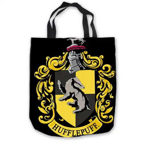 Пользовательские холщовые сумки harry_potter_hufflepuff_(1) ручные сумки хозяйственные сумки повседневные пляжные сумки складные 180911-02-21 - Цвет: Tote Bags
