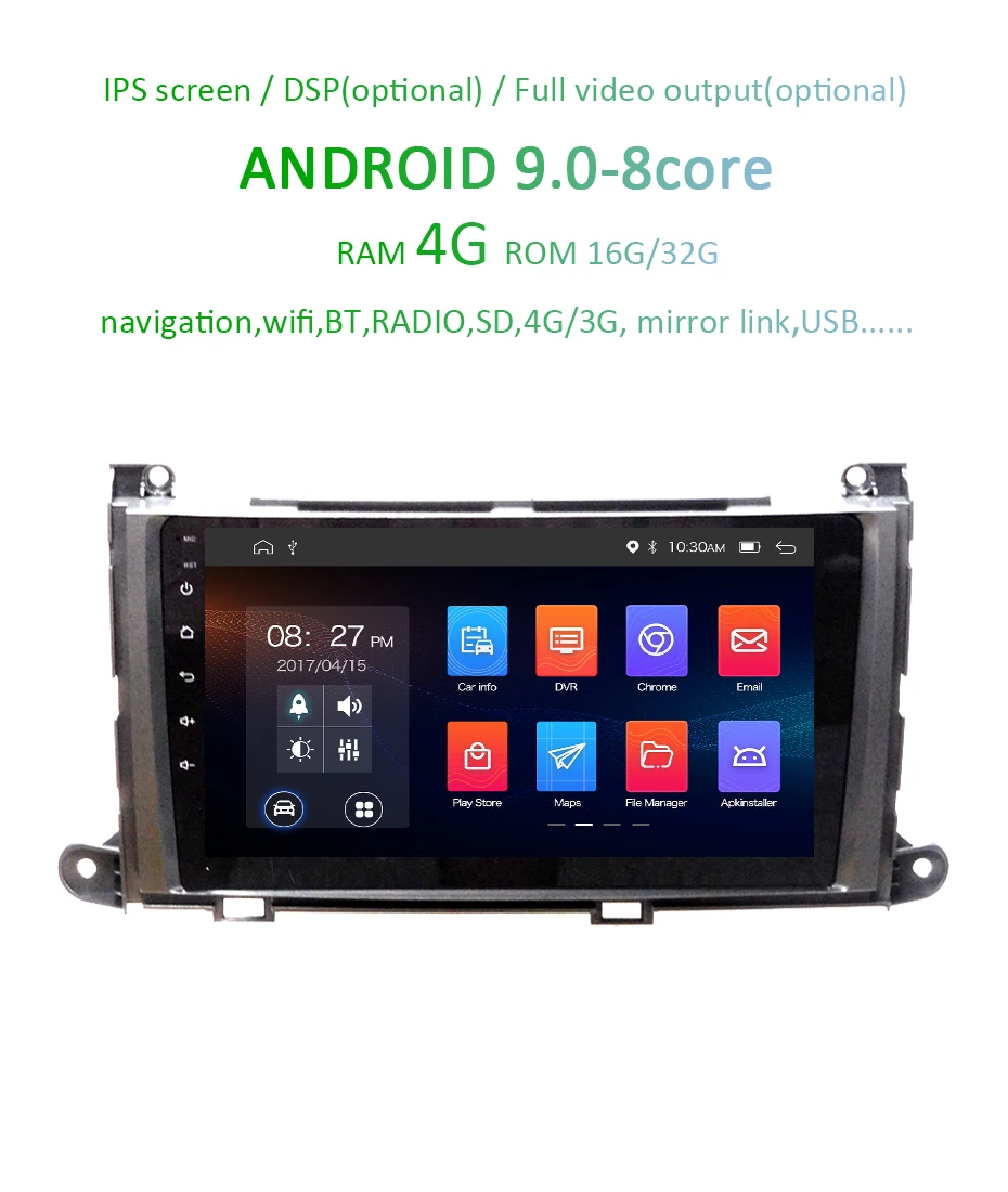 DSP ips экран 4G ram 64G rom Android 9,0 Автомобильный gps для Toyota Sienna Радио стерео экран Аудио приемник навигация без DVD плеера