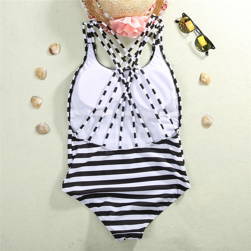 Женский цельный пляжный женский купальник женский монокини для ванной костюм пуш-ап Пляжная одежда полосатая одежда с принтом