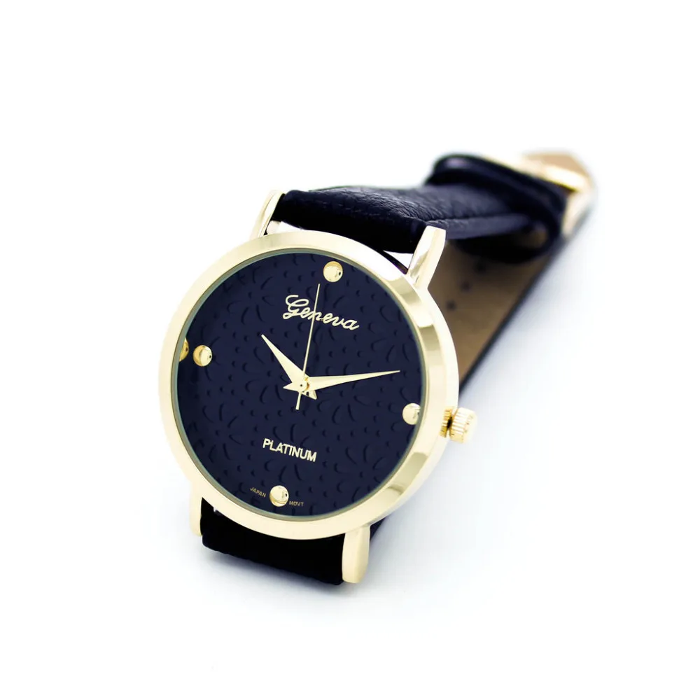Маргаритка из лица часы наивысшего качества женский кожаный винтажный браслет часы модные часы GENEVA
