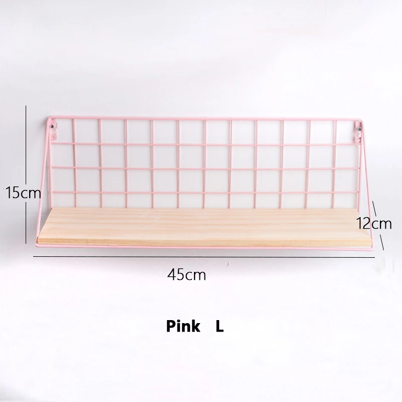 Деревянная железная настенная полка, настенный стеллаж для хранения, органайзер для спальни, кухни, домашний декор, детская комната, сделай сам, Настенный декор, держатель - Цвет: 2