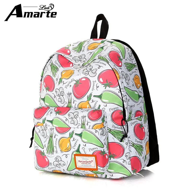 Casual Women tomato chili Printing School Backpack Air Cushion Straps