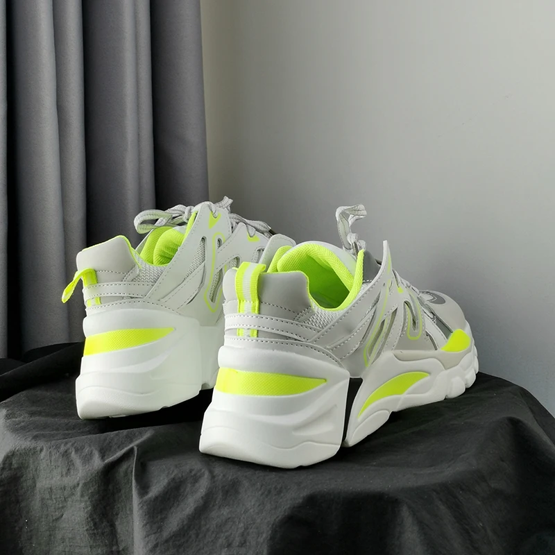 

White Sneakers Women's Shoes 2019 New Style Student Leisure Dad Shoes Ins Style Cool Fashion Sneakers Chunky Heel Trainers Green