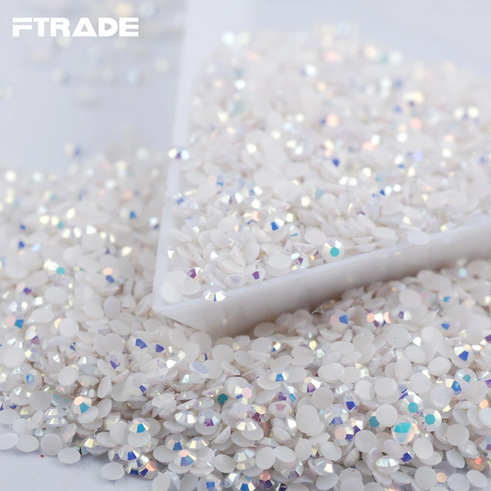 

Sell at a low price SS6 2mm Jelly White AB Resin Nail Art Rhinestones 1000Pcs/Bag Flatback Glue on 3D Nails Decorations