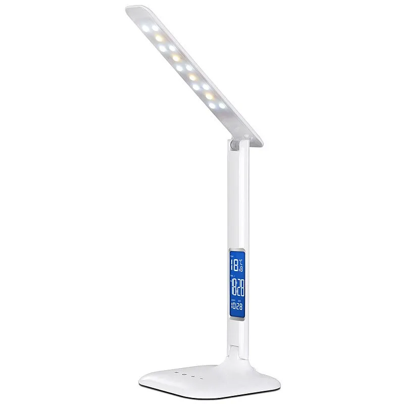 Conduziu a Lâmpada de Mesa com Display Lâmpada de Mesa Lâmpada de Leitura com Calendário Lâmpada de Escritório Portátil Relógio Flexível Moderno Pode Ser Escurecido Led 10 Portátil conduziu a lâmpada de mesa com