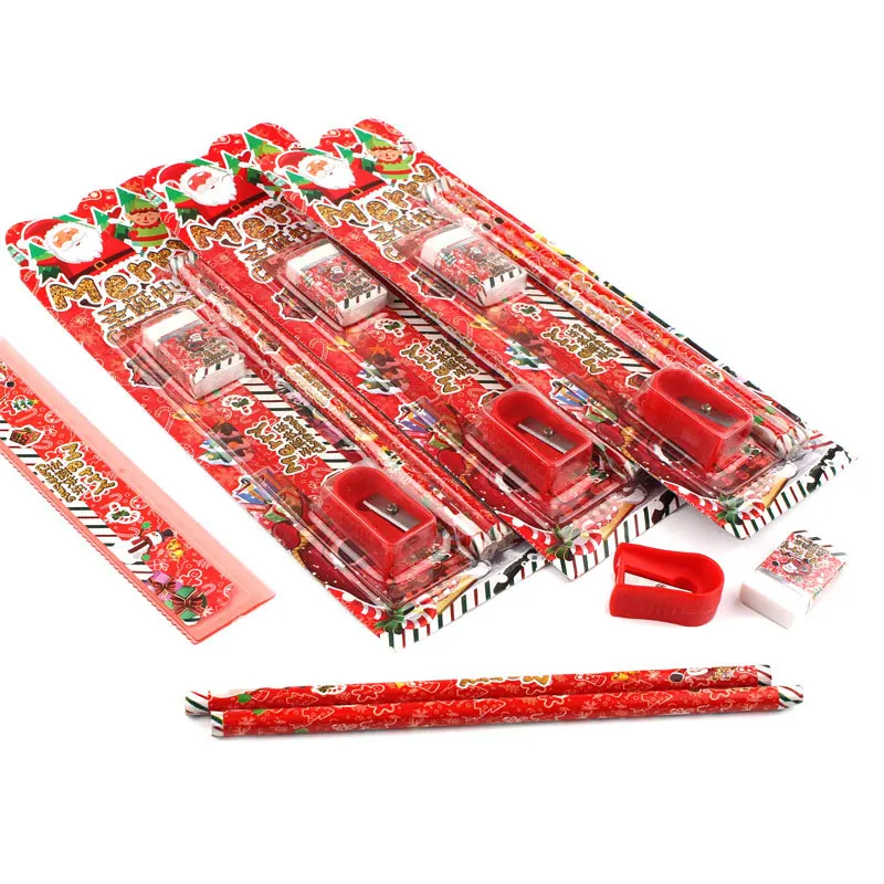5 шт./компл. Kawaii Рождество деревянные карандаши Стандартный Карандаш резиновая точилка набор детей студентов рождественские подарки школьные принадлежности