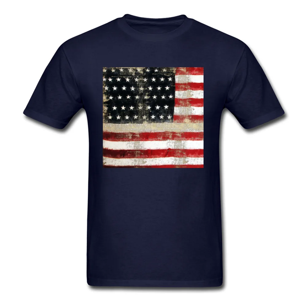 American Flag 100% Cotton T Shirt for Adult Short Sleeve Printed Tops Shirt Slim Fit Lovers Day Crewneck Tee-Shirts Summer American Flag navy