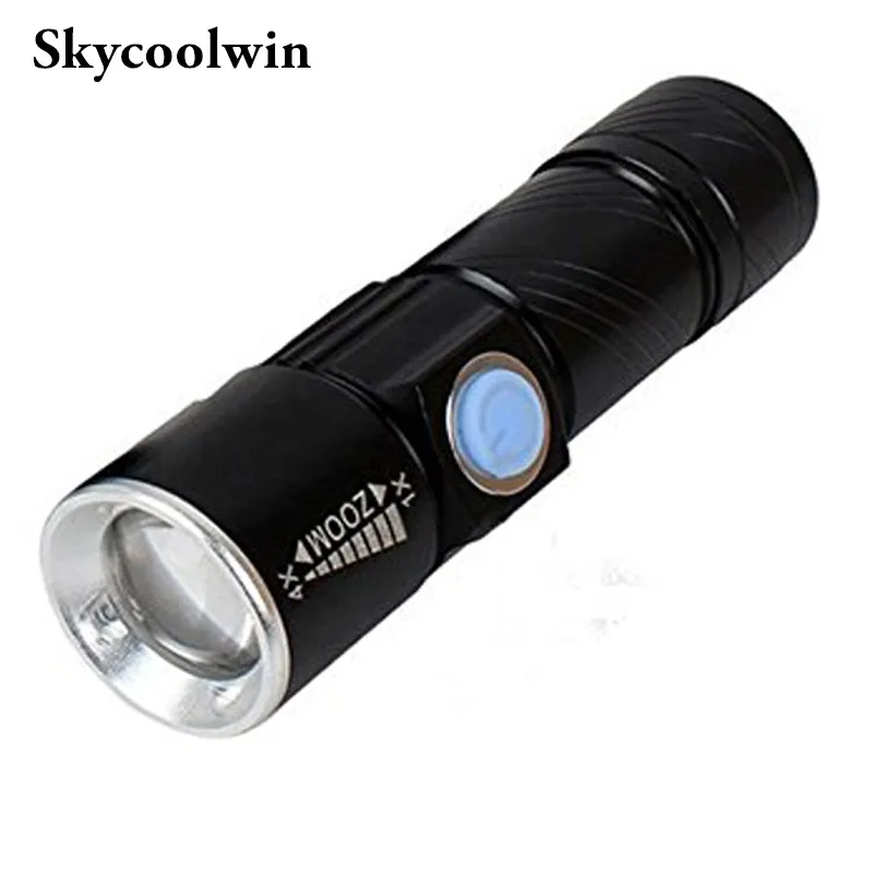 

3 Mode Tactical Flash Light Torch Mini Zoom Rechargeable Powerful USB LED Flashlight AC Lanterna For Outdoor Travel Tool *