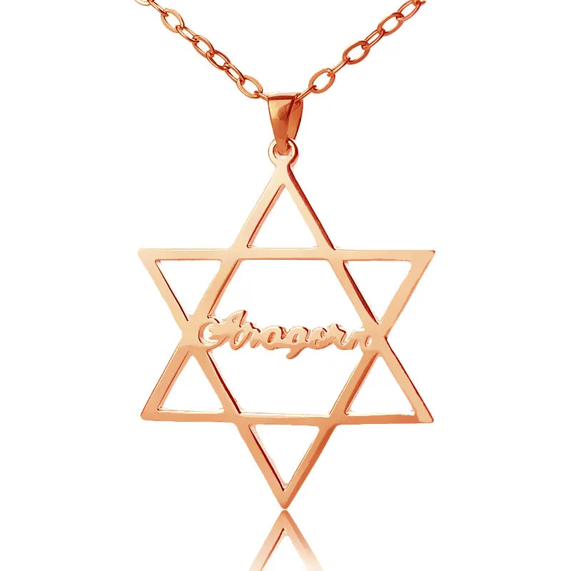 

AILIN Freeshipping--Star of David Charm Necklace with Personalized Rose Gold Color Over Sterling silver English Name Necklace