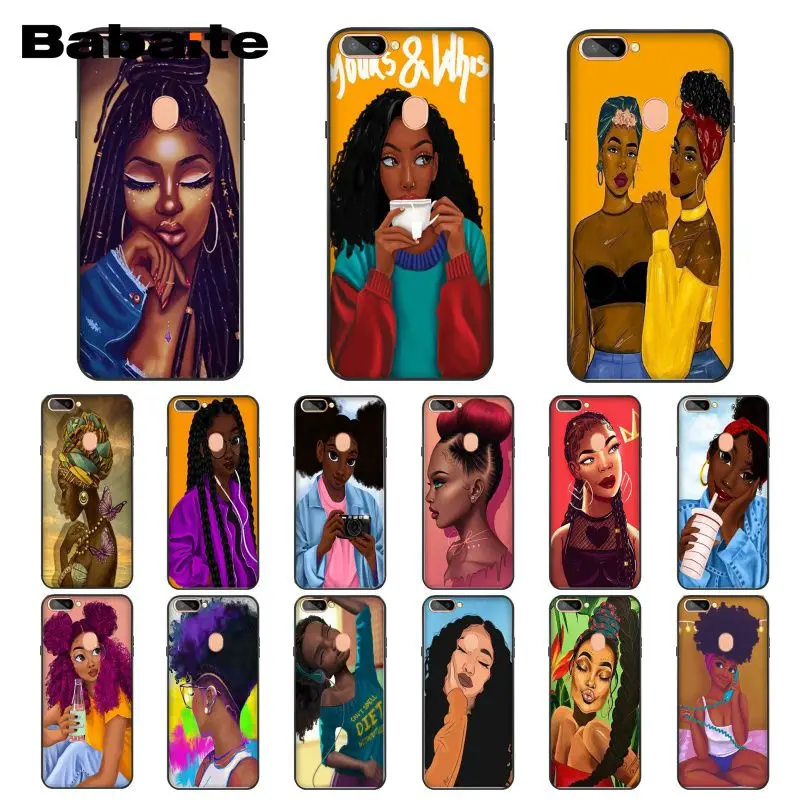 

Babaite Colorful art african girl Printing Black Cell Phone Case for OPPO R11 R11S Plus R17Pro R9S Plus R9 R9S Plus Coque Shell