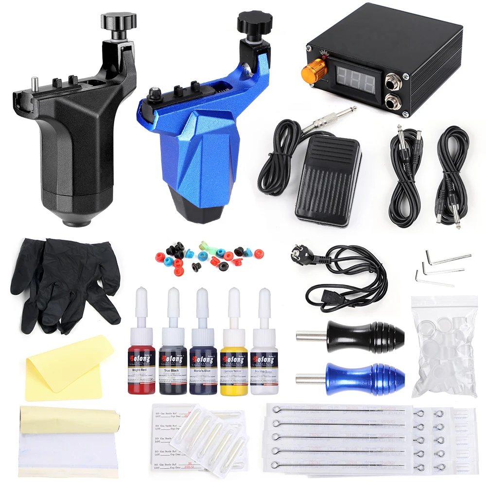 

Tattoo Machine Kit 2 rotary kits Guns Tattoo Machine Black Pigment Sets Power Tattoo Beginner Grips Liner Kits Permanent Makeup