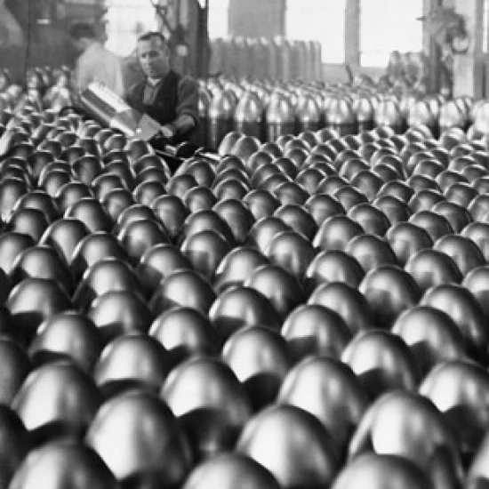 High angle view of bombs in a storage room Poster Print (18 x 24)