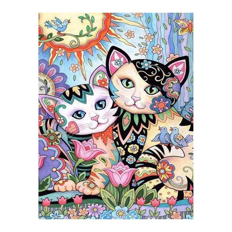 cartoon-cat-Diamond-Painting-Full-Round-animal-Hand-painted-children-New-DIY-Sticking-Drill-Cross-Embroidery