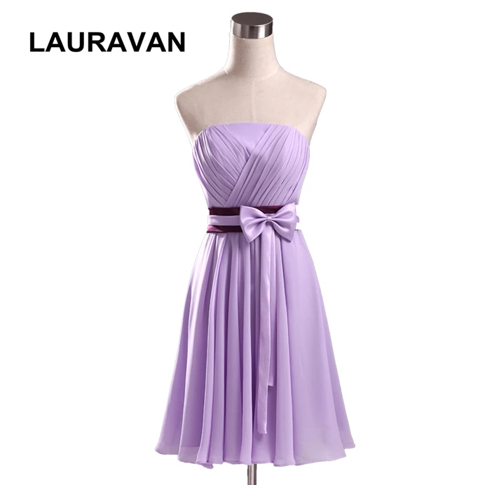 

2020 new fasion cheap lavender chiffon women strapless neck short dress bridesmaid robes brides maids dresses for bridesmaids
