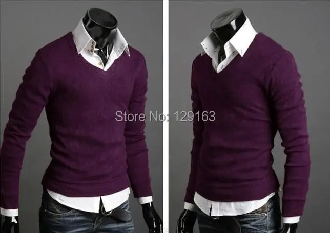 Новые модные весенние Для мужчин с треугольным вырезом с длинными рукавами свитера мужские осенние тонкий свитер Цвет пуловер База Топы SSW67