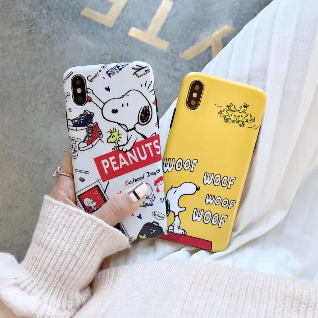 

Cute Cartoon Snoopy Funda for iphone X Case Matte IMD Phone Case for iphone X XR XS Max 6 6S 7 8 Plus Cover Soft TPU Capa