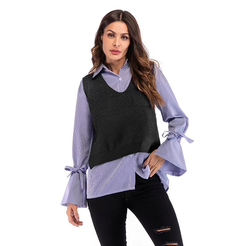 

Sweater Vest Women Clothes 2018 Autumn Winter Ladies V Neck Knitted Waistcoat Black Sleeveless Gilet Femme Chalecos Para Mujer