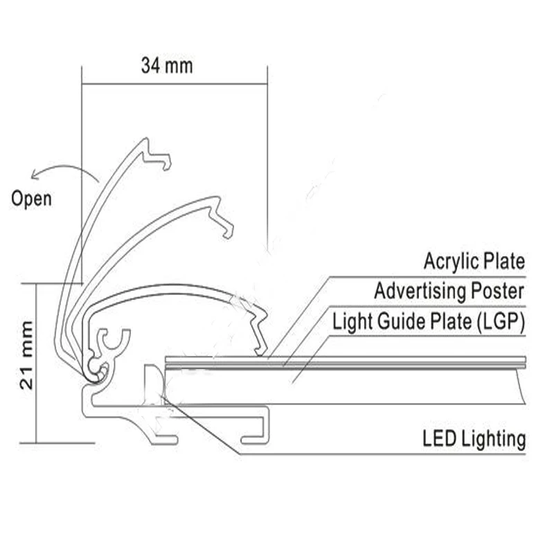 А4 Алюминиевый клип плакат рамка Светодиодный светильник коробки, с подсветкой светодиодный дисплей для отеля, ресторана, музейного, Theather и т. Д