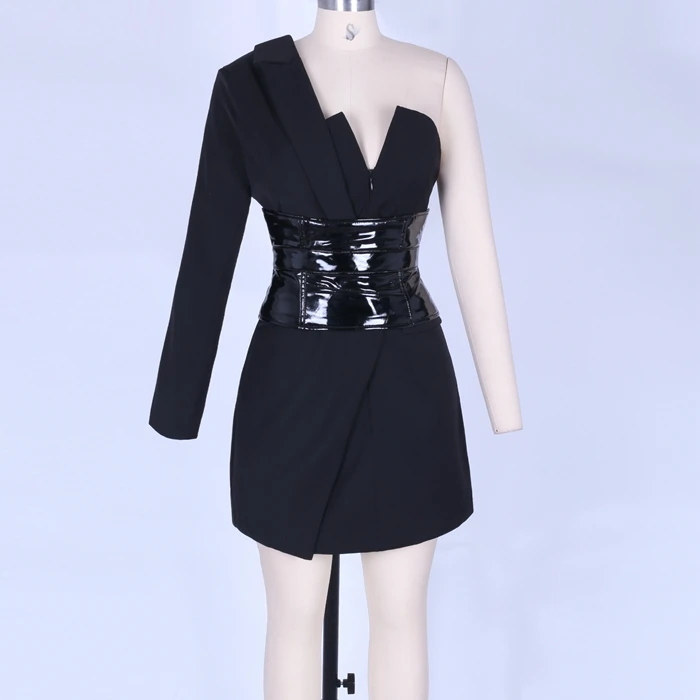 Ocstrade сексуальное облегающее платье Новое поступление сезон: весна–лето Для женщин с длинным рукавом на одно плечо черный вечерние ночное Клубное платье