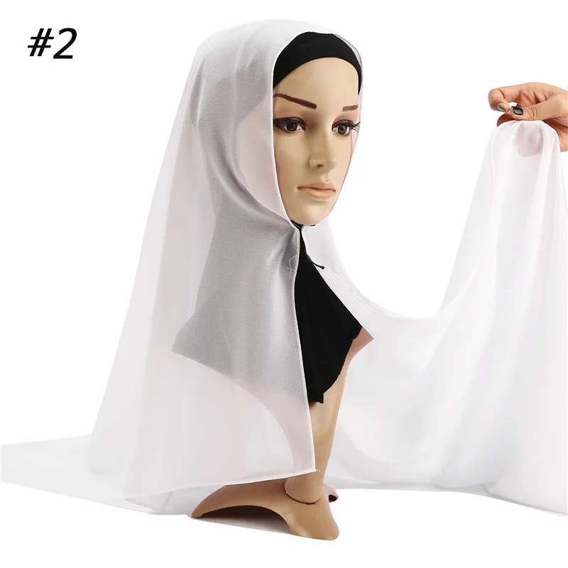 Мягкий Шифоновый мусульманский женский хиджаб современный шарф мусульманская одежда обертывание шаль тюрбан платок готов носить Арабские головные шарфы - Цвет: 2