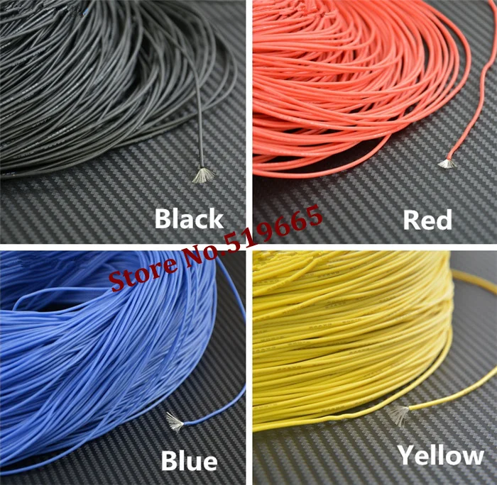 24AWG красный/черный/желтый/синий цвет силиконовый провод мягкий кабель для