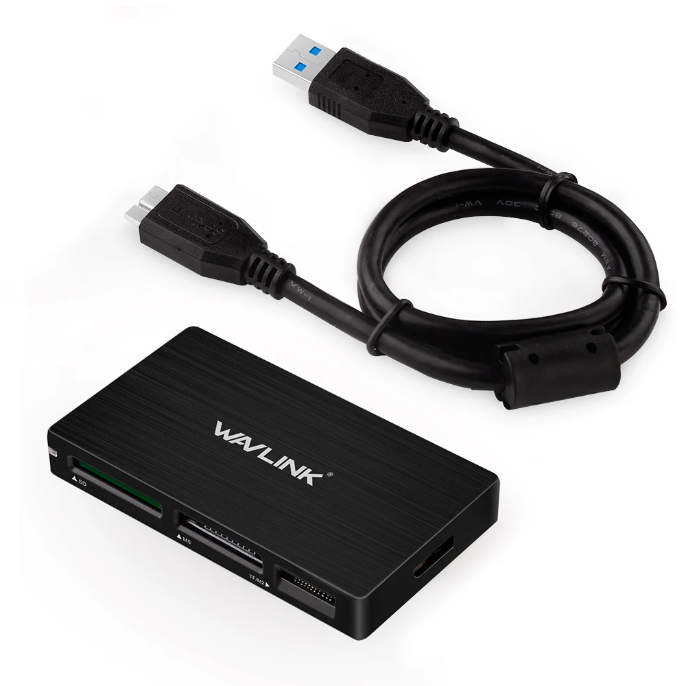 Wavlink все в 1 USB 3 0 SD TF SDXC SDHC MS CF M2 кардридер адаптер высокоскоростной с удлинителем 50