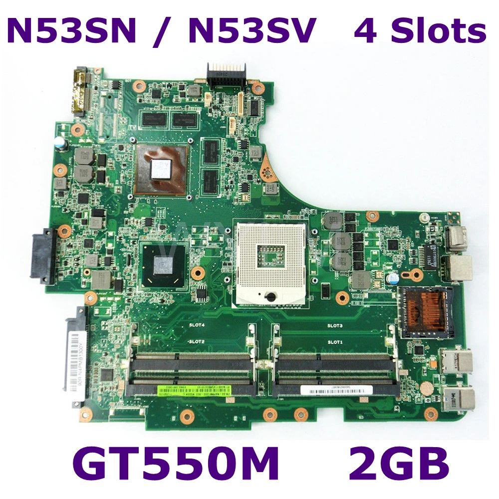 N53SN GT550M 2G Video Memory 4 Slots RAM Mainboard REV 2 2 For ASUS N53S N53SV