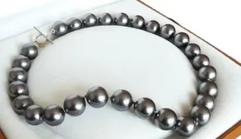 

Genuine Rare Huge 8-12mm South Sea Grey Shell Pearl Necklace long 43-45CM Wedding jewelrynoble lady's CZ Luxury Ms. girl