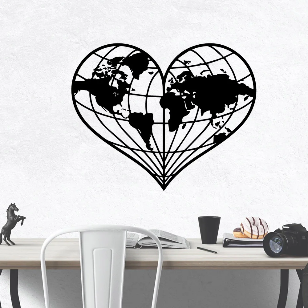 

Pretty Heart-Shaped Map Sticker Waterproof Vinyl Wallpaper Home Decor For Children's Room Home Decor adesivo de parede