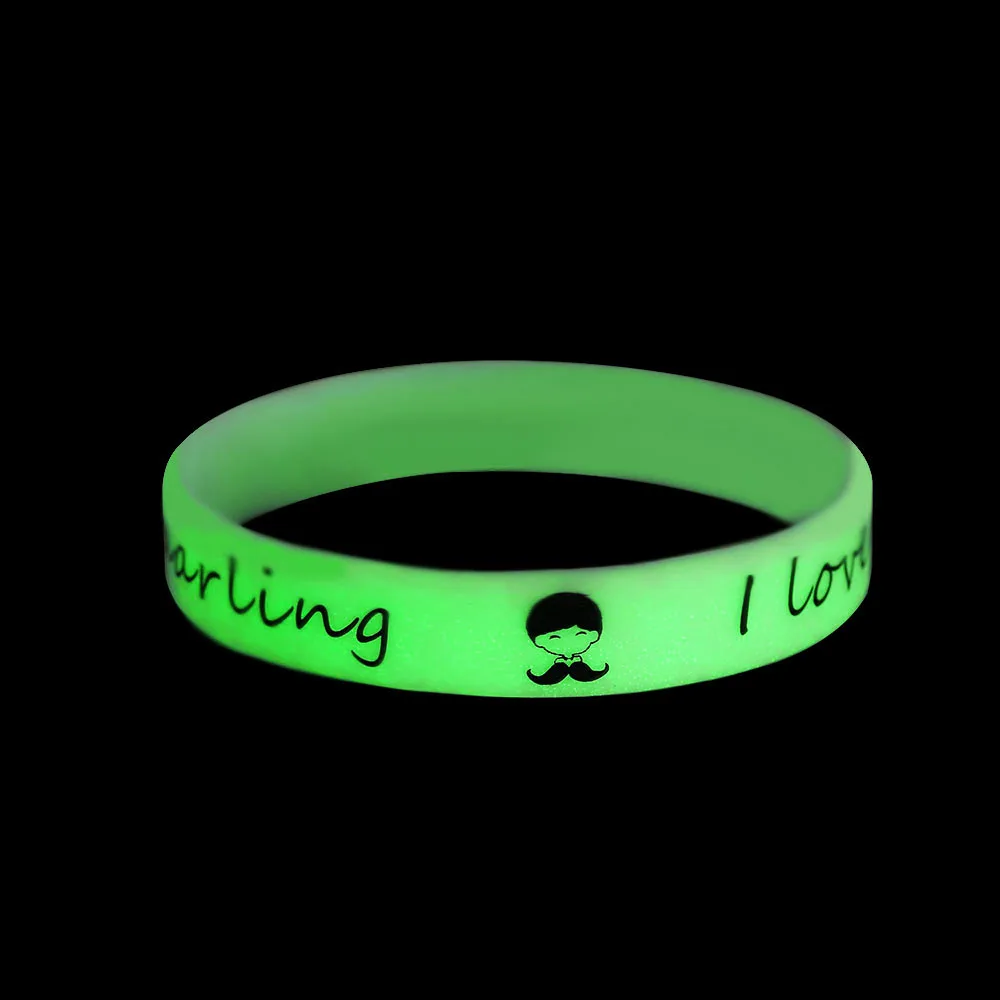 

5Colors Luminous Rubber Sweat Band Men Women Rubber Shine Bangles Wristbands Silicone Bracelets Glow in the Dark New Nice Gift