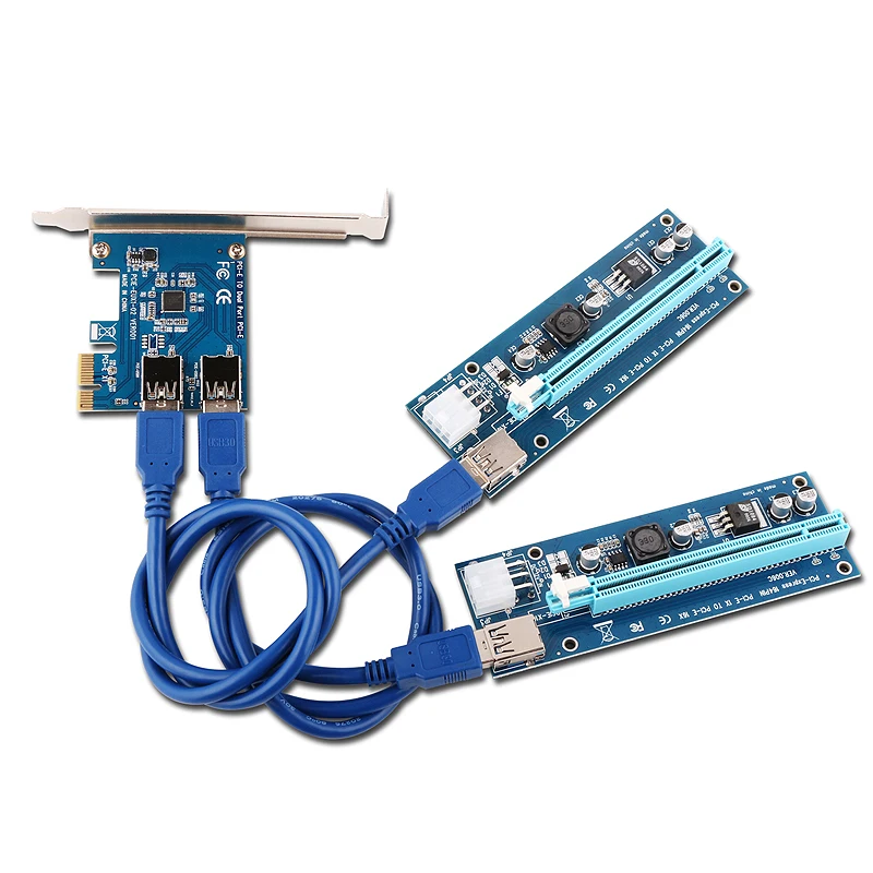 Плата адаптера переходника Ubit 2 в 1 PCI E USB3.0 Rabbet Ethereum Mining с кабелем передачи данных
