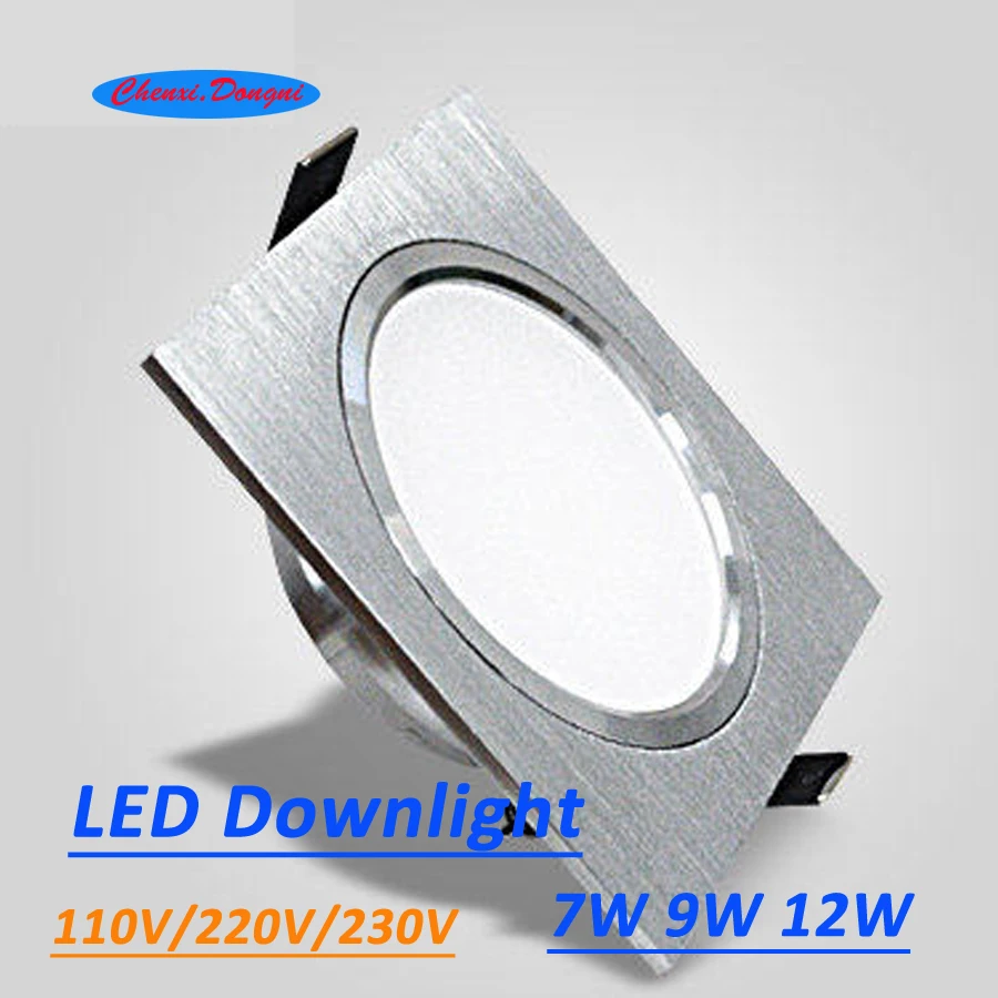 

10pcs Led square Downlights 7W 9W 12W 220V LED Ceiling Downlight 2835 Lamps Led Ceiling Lamp Home Indoor Lighting Free shipping