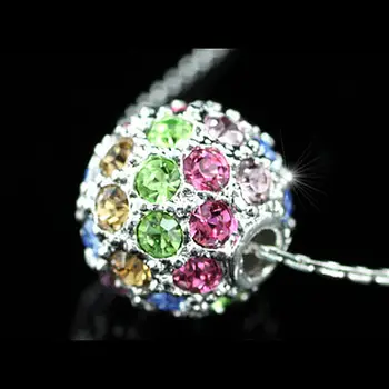

Peacock Star Multi-color, Clear White, Pink, Blue Ball Austrian Crystal Necklace CSN092