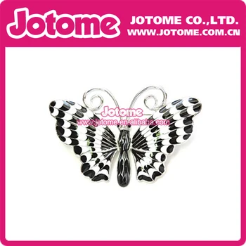 

Gorgeous Black & White Enamel Butterfly Pin Brooch