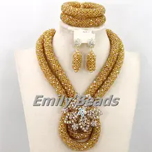 Очаровательный Африканский набор бижутерии ручной кристалл Бусины комплект ювелирных изделий в нигерийском стиле модная свадебная Цепочки и ожерелья Наборы для ухода за кожей aej735