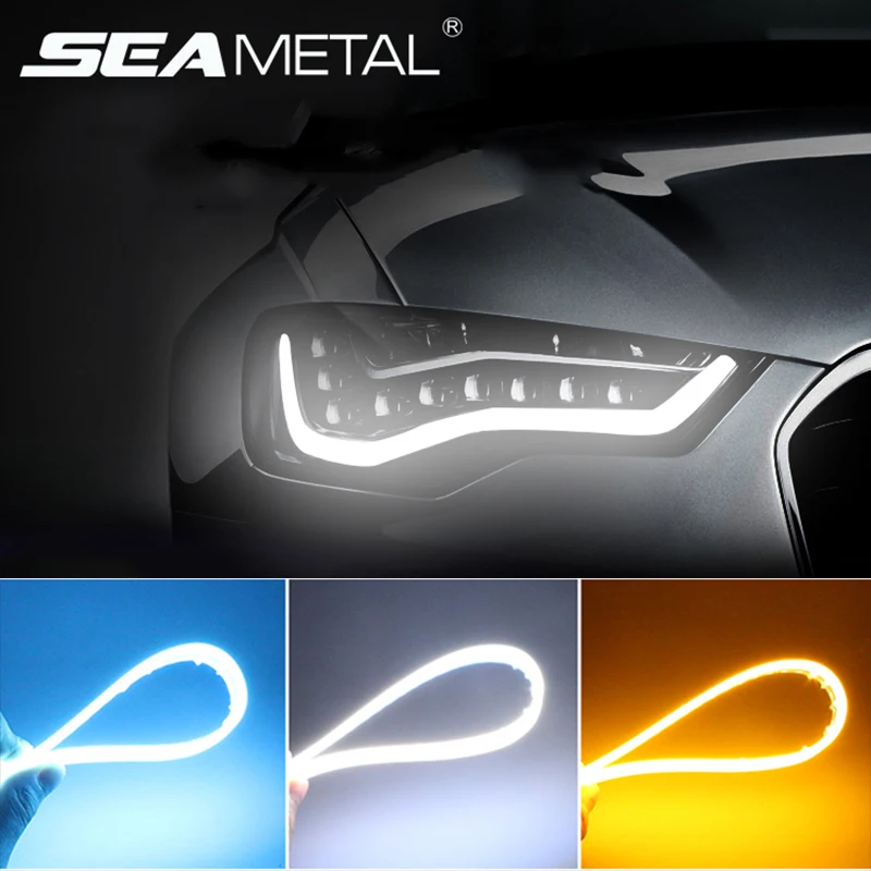 

60cm 12V LED Strip Light DRL Turn Signal Headlight Waterproof Flowing Flexible Guide Daytime Running Auto Interior Accessories