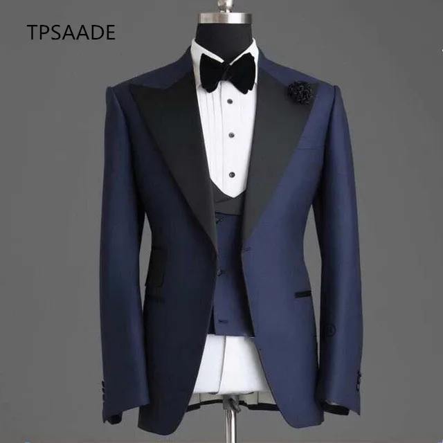 High-quality-Bespoke-Navy-Wedding-Suits-For-men-Peak-Lapel-Slim-Fit-3-Piece-Jacket-Vest
