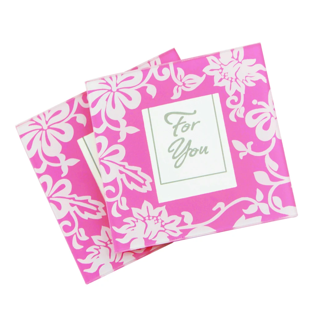 2pc Fashion Glass Coaster Pink Photo Frame Coaster Coffee Cup Saucer Tea Cup Small Tray for Wedding Gifts for Girls 