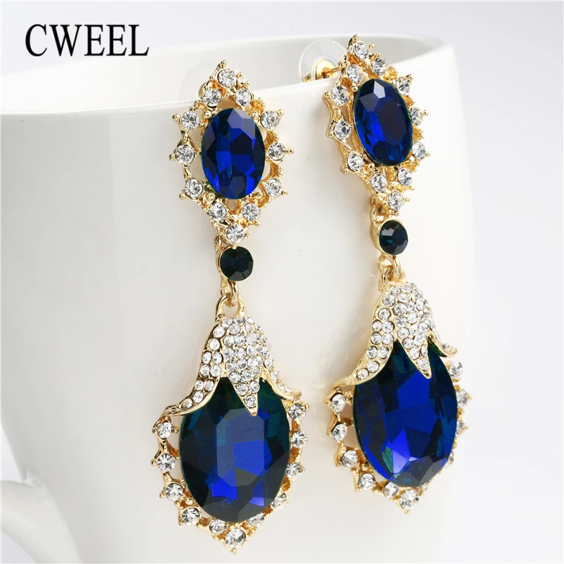 

CWEEL Long Dangle Drop Earrings For Women Brincos Earings Fashion Jewelry Vintage Statement Bohemian Wedding Party Earrings