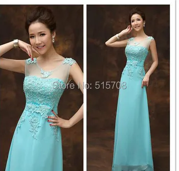

Custom Size Hot Sale Long Evening Dresses Chiffon Formal Dresses Sky Blue Sleeveless Evening Ball Gowns Free Shipping