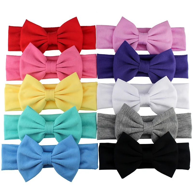 10pcs/lot High Quality Kids Cotton Headbands With 11CM Bows For Birth Girls Top Quality Headwear