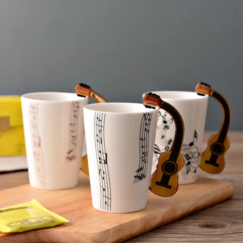Funny Guitar Personality Music Note Cup Ceramic Coffee Tea Milk Novelty Mug Gift