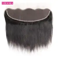 Smoora Ear to Ear Lace Frontal Closure with Baby Hair Pre Plucked Brazilian Straight Human Hair Hand Tied Closure 130% Non Remy