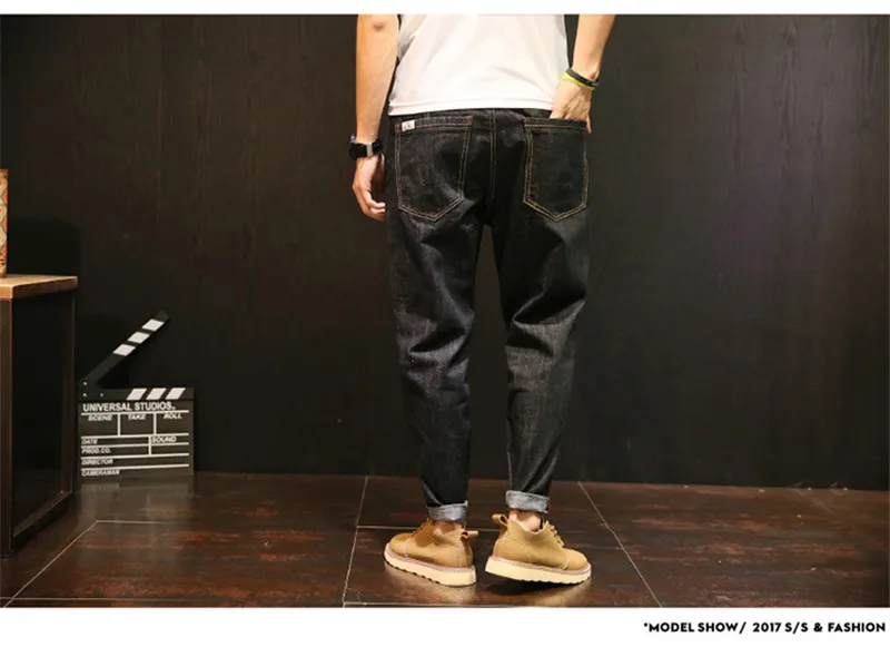 Loose Hip-hop Harem Pants Fashion Casual Solid Washed Patchwork Jeans Trousers with Pockets Streetwear Large Size XS-4XL (5)
