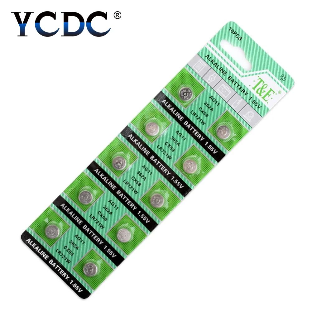 YCDC 10 шт. аккумулятор таблеточного типа AG6 AG12 AG8 AG9 AG10 AG11 1,5 V lr1130 акумуляторная батарея ворс ag6 pour montre