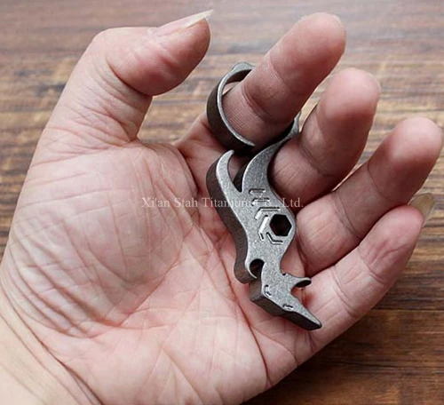 

Titanium TC4 Drunk Dragon EDC Emergency Hammer Light Weight 32g Stone washed Surface with Bottle opener / Personal Defense Tool