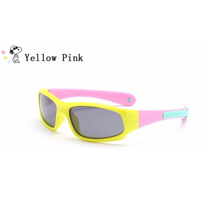 Дети с завязками на шее, солнечные очки Мальчикам силиконовый поляризованные очки гибкий TR90 эластичные детские солнцезащитные очки для девочек фиксатор держатель - Цвет линз: yellow frame pink
