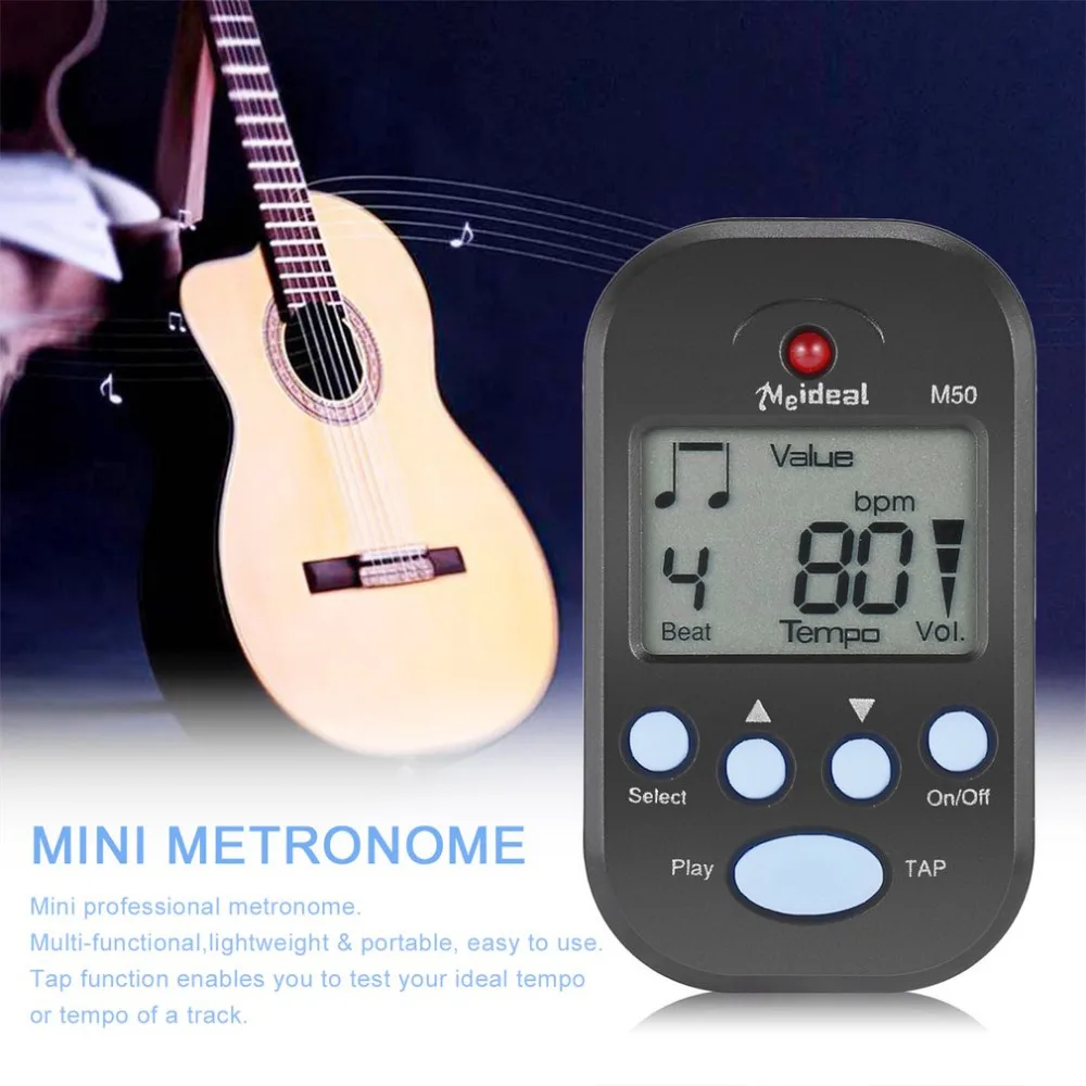 

TSAI Mini LCD Digital Beat Tempo Metronome Clip-On Lightweight & Portable with Clear LCD Screen and Cell Battery Black Popular